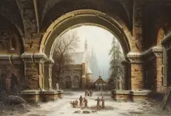 Albert Bredow, MONASTERY GARDEN IN THE SNOW, Oil on canvas