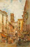 Carlo Brancaccio, A STREET IN NAPLES WITH SANT'ELIGIO MAGGIORE