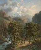 Alexander Joseph Daiwaille, LANDSCAPE IN THE HIGH MOUNTAINS, Oil on canvas (relined)