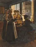 Walter Firle, SINGING LESSON, Oil on canvas