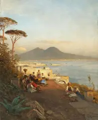 Albert Flamm, THE BAY OF NAPLES, Oil on canvas