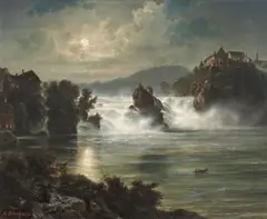 Arnold Jenny, THE RHINE FALLS OF SCHAFFHAUSEN, Oil on canvas (relined)