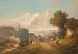 Willy Moralt, ROMANTIC LANDSCAPE WITH COACH, Oil on panel