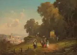 Willy Moralt, LANDCSCAPE WITH YELLOW COACH, Oil on panel