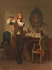 Georg Reimer, INTERIOR WITH FLUTE PLAYER, Oil on canvas