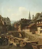 Albert Schwendy, CITY MOAT IN GOSLAR, Oil on canvas