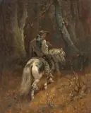 Adolf Schreyer, HORSEMAN IN THE FOREST