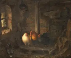 CHICKEN PEN by Gustav Süs, Oil on canvas, sold Mar 2012