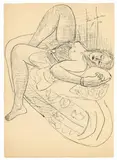 Max Beckmann, Frau auf einem Sofa liegend (Woman lying on a Sofa)