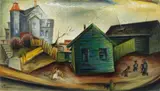 Werner Drewes, Old Houses in Harlem, Oil on canvas