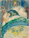 Walter Gramatté, Frau im Bett (schlafend) - Schlafendes Mädchen I