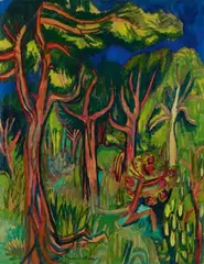 Bruno Krauskopf, Furu (Kiefern), Tempera on paper mounted on cardboard