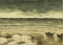 Boote am Strand by Frans Masereel, Oil on canvas, sold Dec 2011