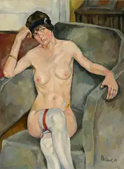 Otto Nückel, Sitzender weiblicher Akt, Oil on canvas, relined