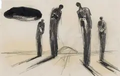 Untitled by Enzo Cucchi, Oil crayon and pencil on cardboard with irregular left margin, sold Dec 2011