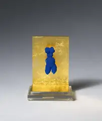 Petite Vénus bleue by Yves Klein, Jewellery: bronze, pigmented with IKB, approx. 5.8 cm, in plexiglass case, partially covered with gold leaf, sold Dec 2011