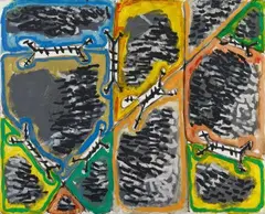 Komposition (composition) by Markus Lüpertz, Oil on canvas, sold Dec 2011