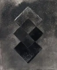 Heinz Mack, Schwarzes Sternbild. Chromatische Konstellation (Black constellation. Chromatic constellation), Acrylic, charcoal and graphite on canvas
