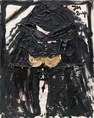 Jonathan Meese, Dr. Commodys, Oil, collaged with textile, on canvas