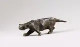 Christa von Schnitzler, Untitled (cat), Bronze with black brown patina with remnants of schamotte in few places height approx