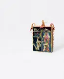 Migof-Prognose by Bernard Schultze, Object made of oil, wire, plaster, textiles, paper et al. on wooden shelf with cupboard element approx, sold Dec 2011