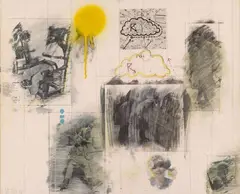 Wolf Vostell, South Ferry Manhattan, Blurring and transfering of press photographs and oil crayon and spray paint, collaged with paper elements on cardboard