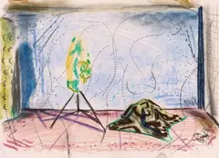 Untitled by Matthias Weischer, Pastel and oil crayon on cardboard, sold Dec 2011