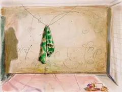 Matthias Weischer, Untitled, Pastel and oil crayon on wove cardboard