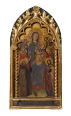 Florentine School, circa 1390, THE VIRGIN WITH CHILD AND SAINTS, Tempera on panel