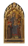 Florentine School, circa 1390, THE VIRGIN WITH CHILD AND SAINTS, Tempera on panel