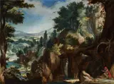 Antwerp School, early 17th Century, MOUNTAIN LANDSCAPE WITH SAINT JEROME, Oil on copper