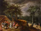 Flemish School Early 17th century, THE FLIGHT INTO EGYPT, Oil on panel (parquetted)