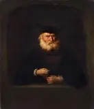 Salomon Koninck, BEARDED MAN WITH BARETT PRESENTING A MEDAL, Oil on panel