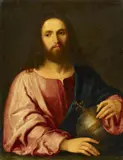 attributed to David Teniers the Younger, CHRIST HOLDING A GLOBE, Oil on copper