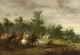 Pieter Meulener, A CAVALRY SKIRMISH, Oil on canvas (relined)
