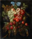 Jan Pauwel Gillemans the Elder, A PAIR OF FRUIT GARLANDS WITH A BLUE RIBBON, Oil on canvas (relined)