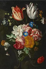 FLOWER STILL LIFE by attributed to Jan van den Hecke the Elder, Oil on canvas (relined), sold Nov 2011