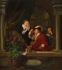 Willem van Mieris, AT THE DOCOTOR, Oil on panel (parquetted)