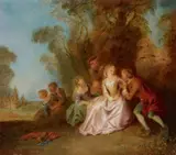 attributed to Jean-Baptiste Pater, GALANT SCENE IN A PARK, Oil on canvas (relined)