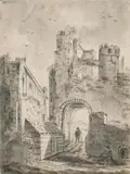 Adriaen van der Cabel, A GATE, Pen and grey ink