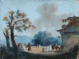 French School 18th century, TWO PARKS WITH EGELANG FIGURES