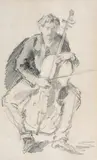 Wilhelm Leibl, CELLO PLAYER STUDY OF A CONCERT (verso)