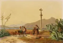 THE CRUCIFIX NEAR PALERMO by Frederik Petzhold, Oil on canvas (relined), sold Nov 2011