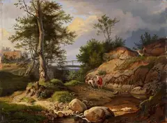 Ludwig Richter, The Gathering Storm, Oil on panel