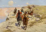 Franz Alekseyevich Roubaud, CIRCASSIAN HORSEMEN, Oil on canvas