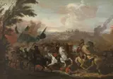attributed to Joris (George) van Bredael (Breda), BATTLE BETWEEN CHRISTIAN AND OSMAN SOLDIERS, Oil on canvas (relined)