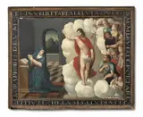 German School 17th century, CHRIST APPEARING TO THE VIRGIN, Oil on panel