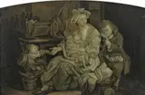 copy after Jean-Baptiste Greuze, TWO SCENES 1. MOTHER WITH HER CHILDREN 2. OLD MAN AND YOUNG COUPLE, Oil on canvas