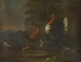 CHICKEN PENN by follower of Melchior de Hondecoeter, Oil on canvas, sold Sep 2011
