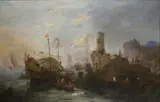SOUTHERN HARBOR SCENE by in the manner of Claude-Joseph Vernet, Oil on canvas, sold Sep 2011